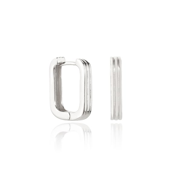 Silver square hoop earrings