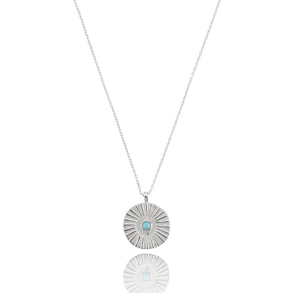 Silver sunset coin necklace