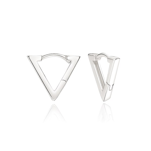 Silver triangle huggie hoop earrings