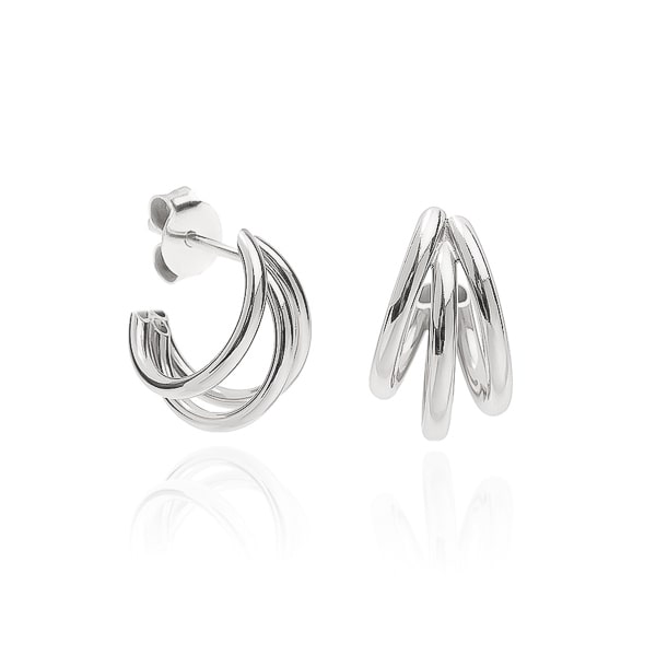 Silver triple hoop earrings