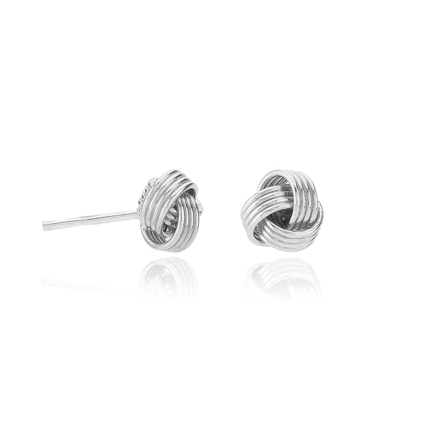 Silver triple knot stud earrings