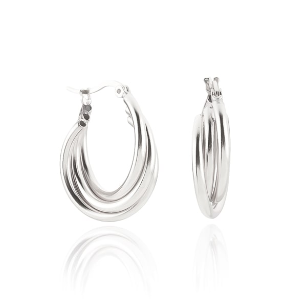 Silver triple twist hoop earrings