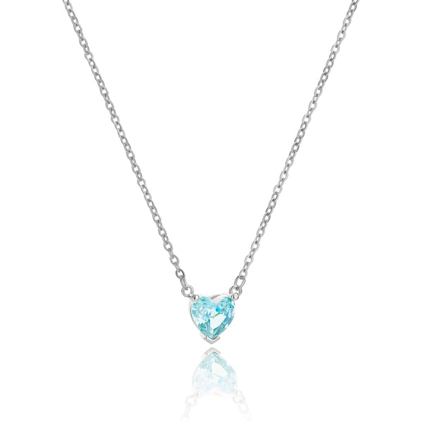 Silver turquoise crystal heart necklace