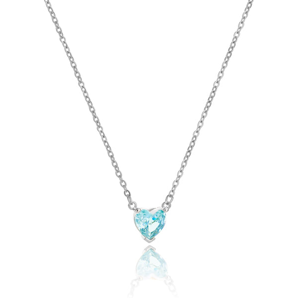 Silver turquoise crystal heart necklace