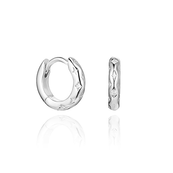 Silver twinkling star huggie hoop earrings