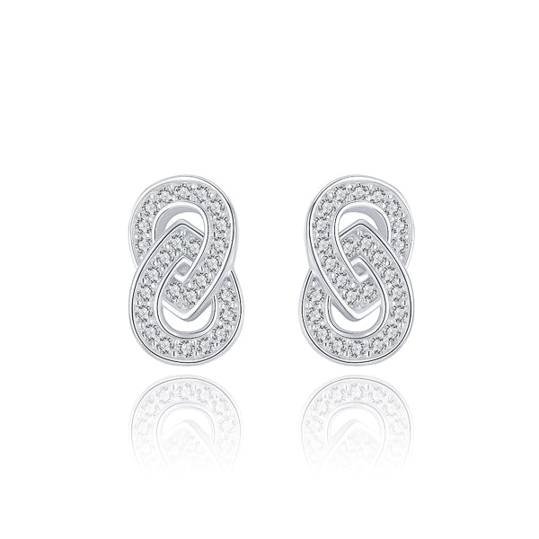 Silver vertical infinity crystal stud earrings