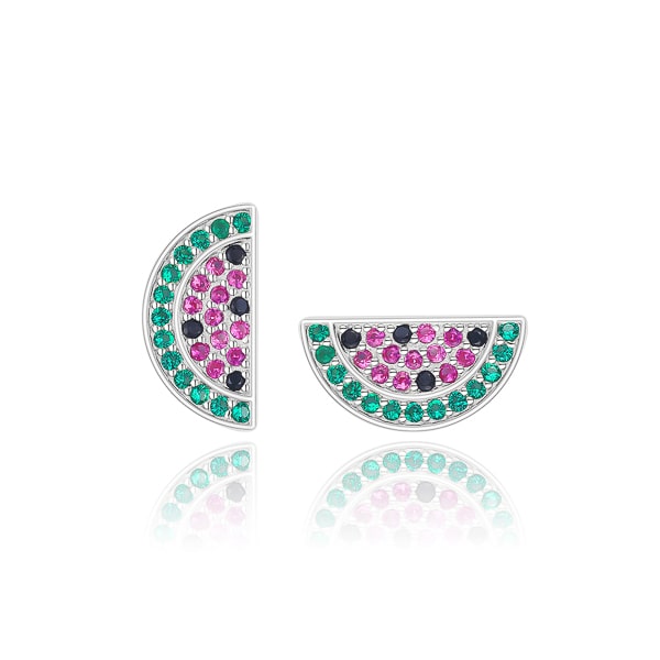 Silver watermelon stud earrings