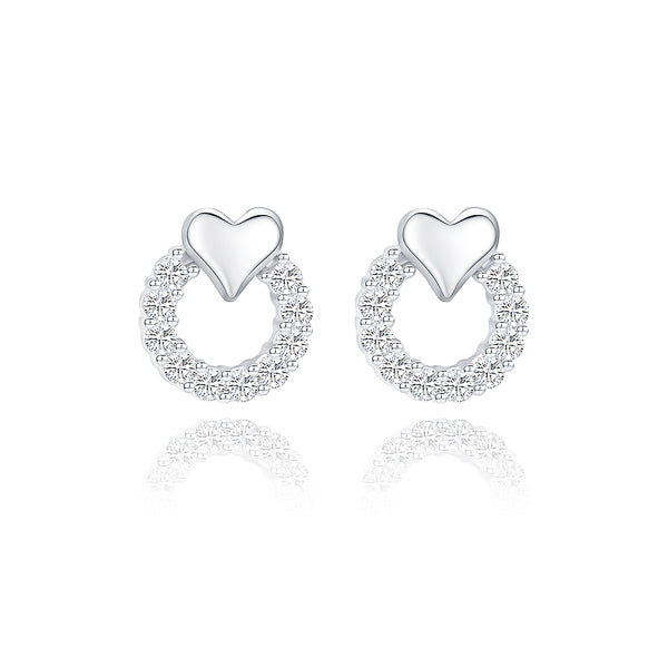 Crystal wreath heart stud earrings