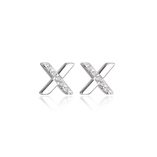 Silver x stud earrings