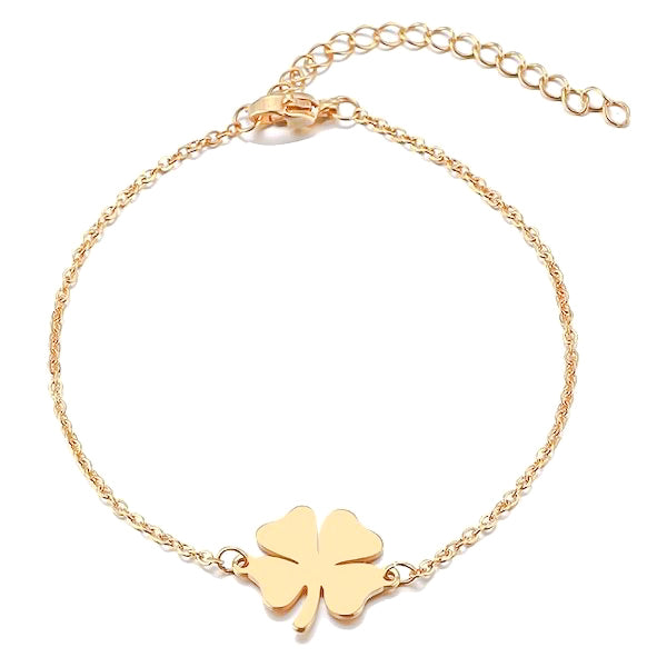 Simple gold clover luck bracelet