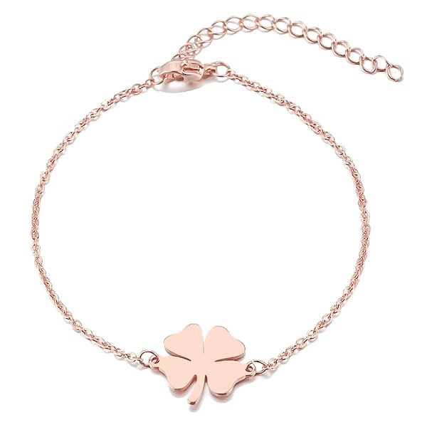 Simple rose gold clover luck bracelet