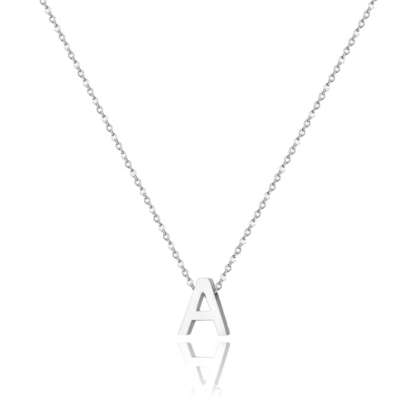 Simple waterproof silver necklace with initial letter charm