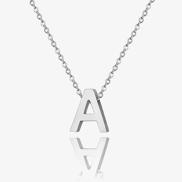 Simple silver initial necklace