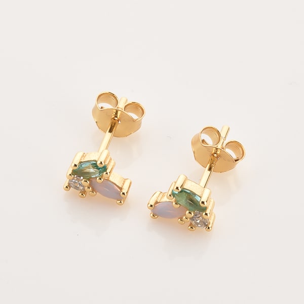 Simple crystal cluster stud earrings details