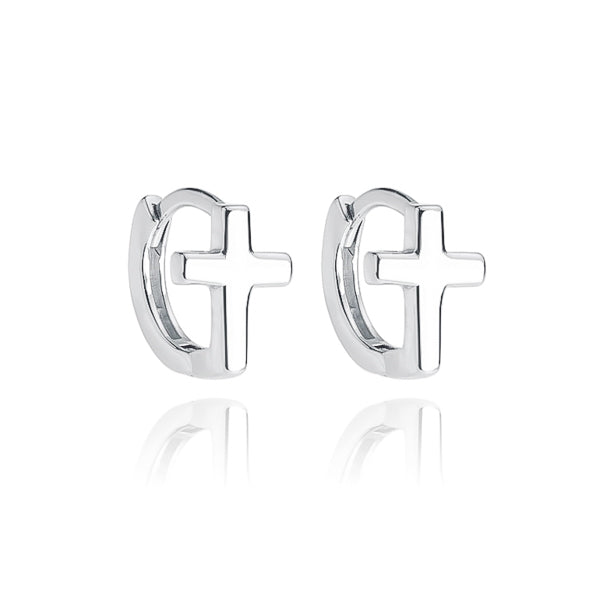Simple silver cross earrings