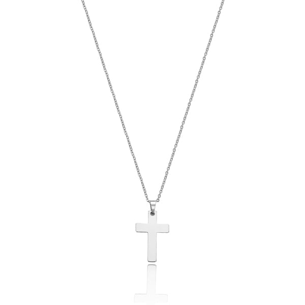 Simple silver cross pendant necklace