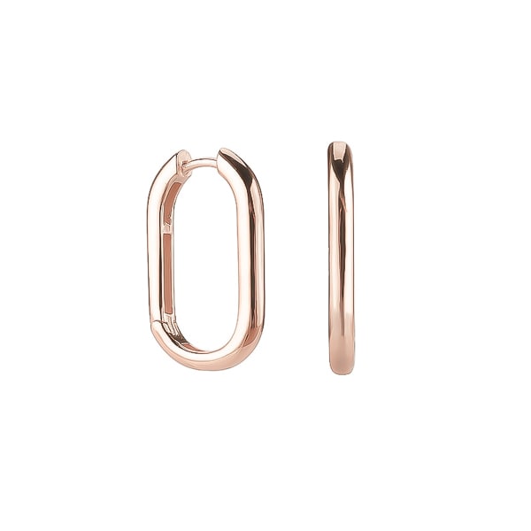 Small rose gold oval hoop earrings