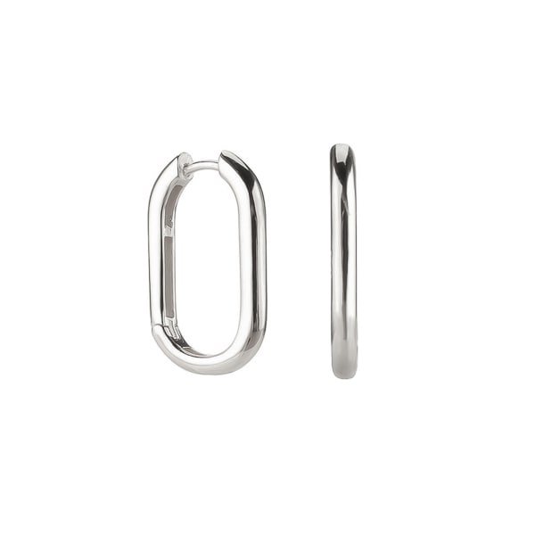 Small silver oval hoop earrings