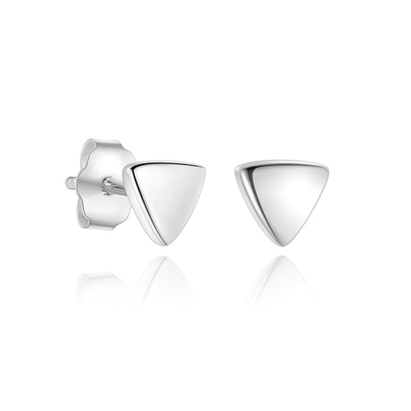 Small silver triangle stud earrings