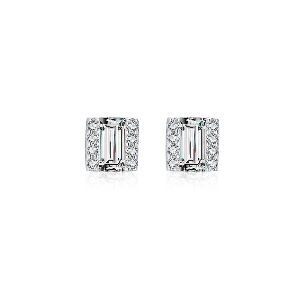 Square mixed cut cubic zirconia stud earrings