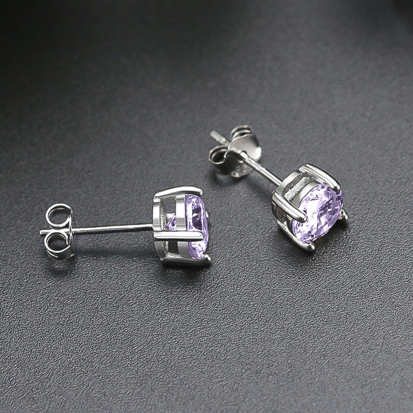 Sterling silver lavender cubic zirconia stud earrings