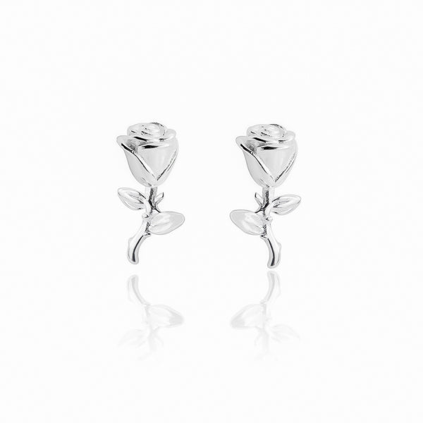 Sterling silver rose earrings
