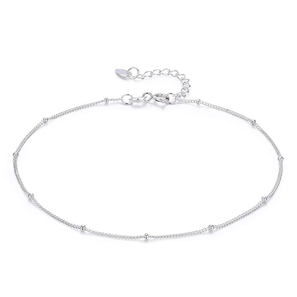 Sterling silver vermeil beaded chain anklet