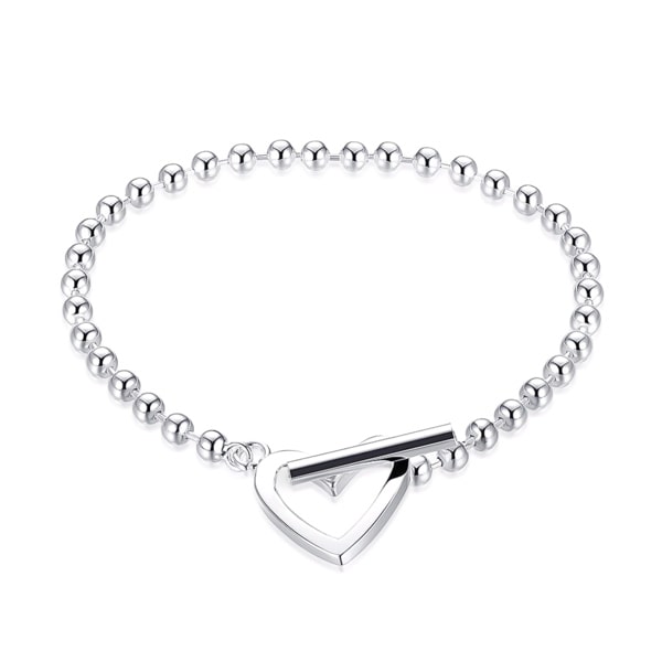 Sterling Silver Beaded Heart Bracelet Classy Women Collection