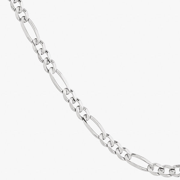 Sterling silver figaro chain necklace details