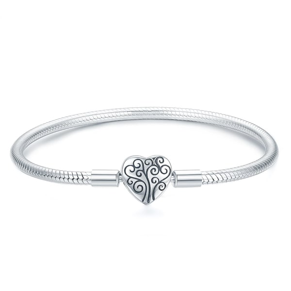 Sterling silver heart snake chain bracelet