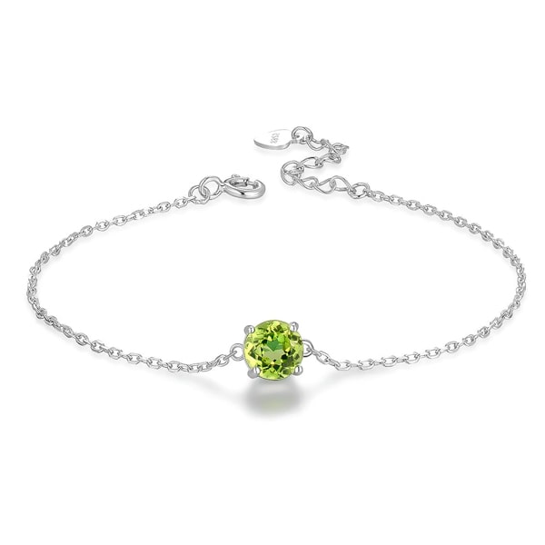 Sterling silver round-cut peridot bracelet