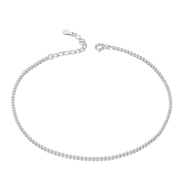 Silver simple beaded anklet
