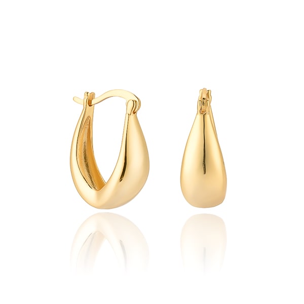 Thick gold teardrop hoop earrings