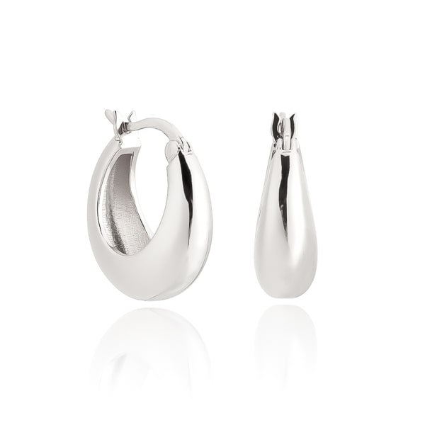 Thick silver teardrop huggie hoop earrings