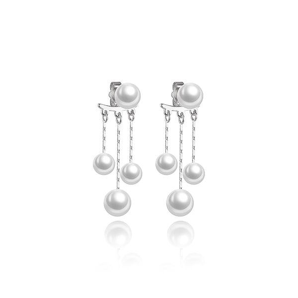Three pearl dangle earrings