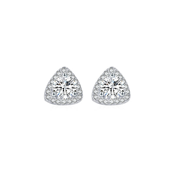 Triangle cubic zirconia halo stud earrings