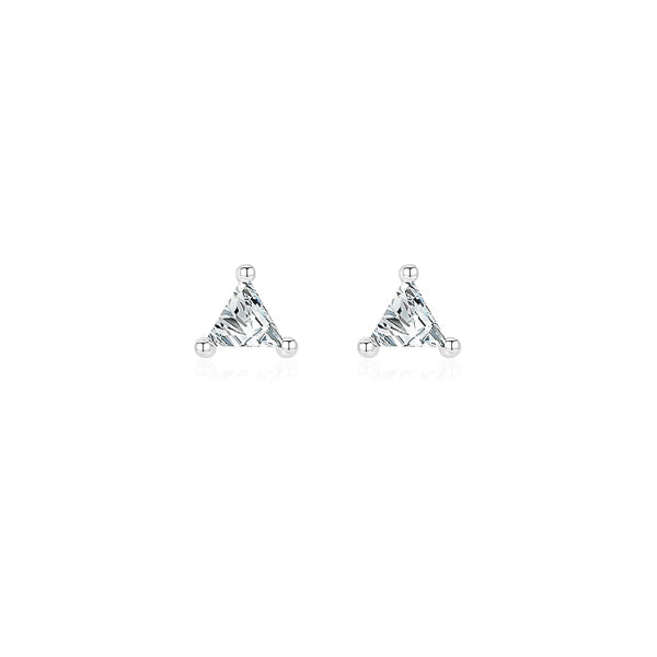Silver triangle cubic zirconia stud earrings