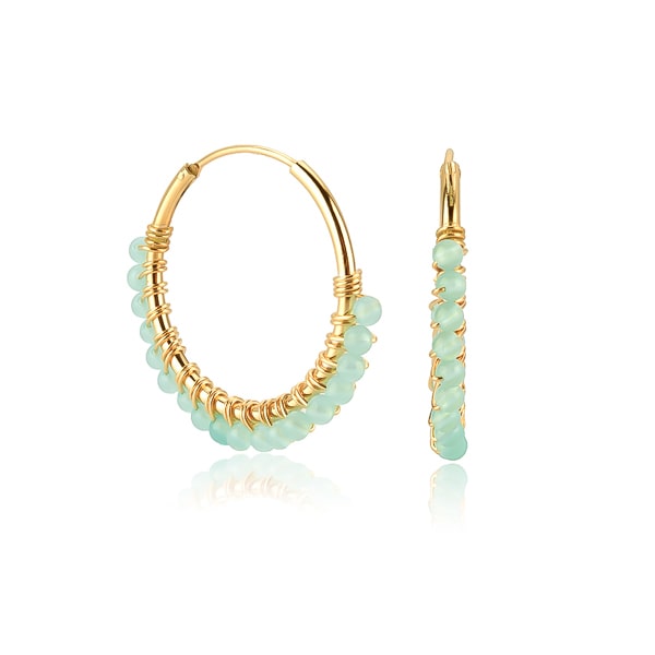 Turquoise bead hoop earrings