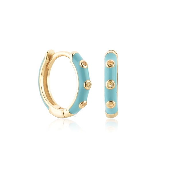 Turquoise enamel mini hoop earrings