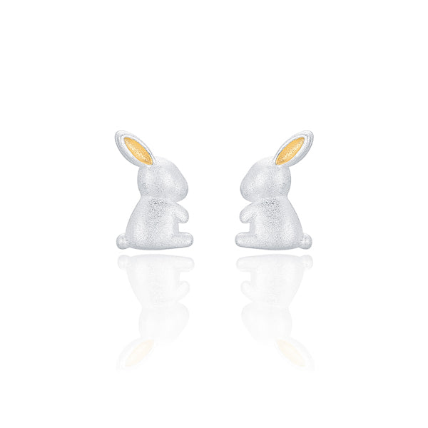 Two-tone bunny rabbit stud earrings