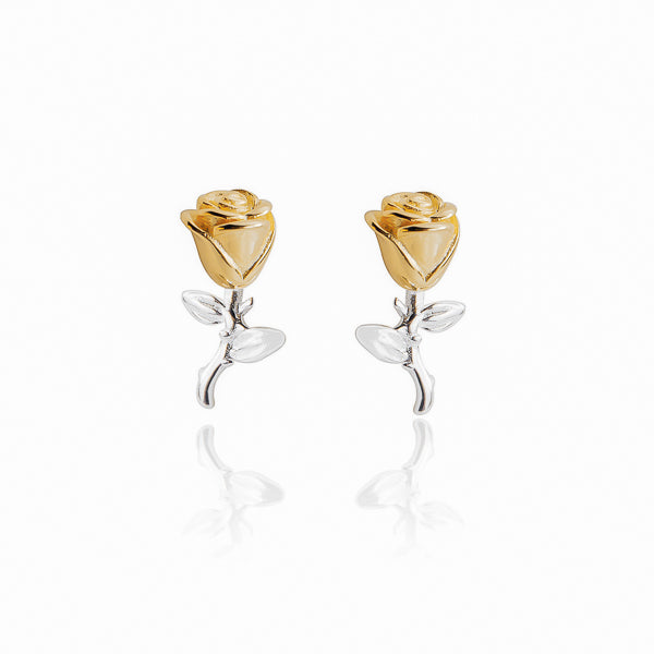 Two-tone rose earrings