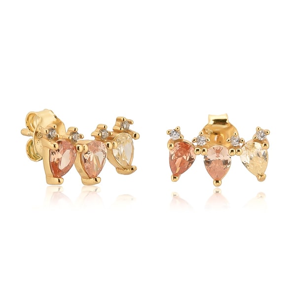 Vivid triple pear crystal stud earrings