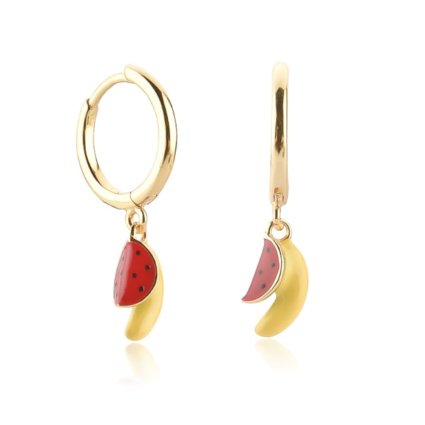 Watermelon banana mini hoop earrings