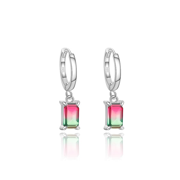 Watermelon gradient crystal drop hoop earrings