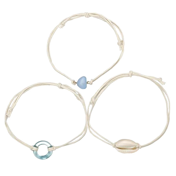 White seashell ankle bracelet set