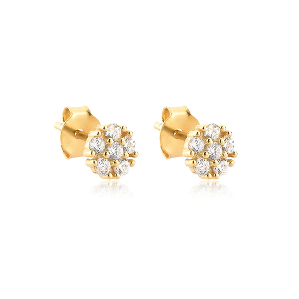 White crystal floral stud earrings