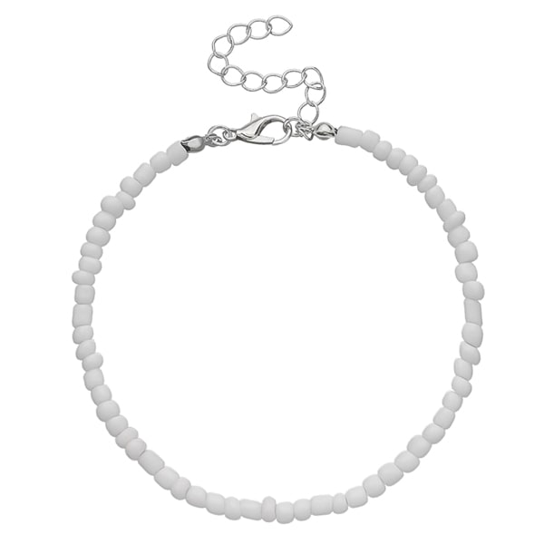 White handmade beaded anklet