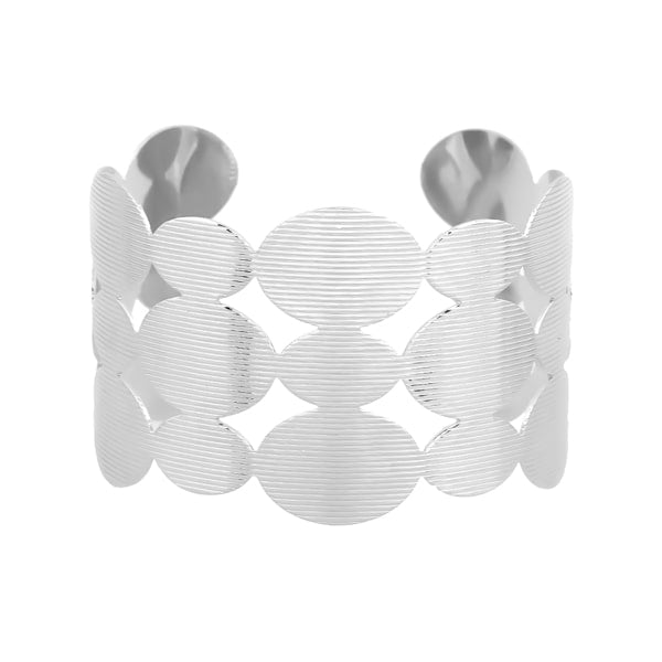 Wide silver geometric cuff bracelet