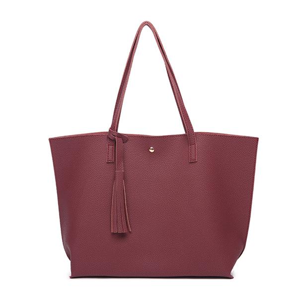Classy Women Simple Burgundy Tote Bag | Handbag - Classy Women Collection