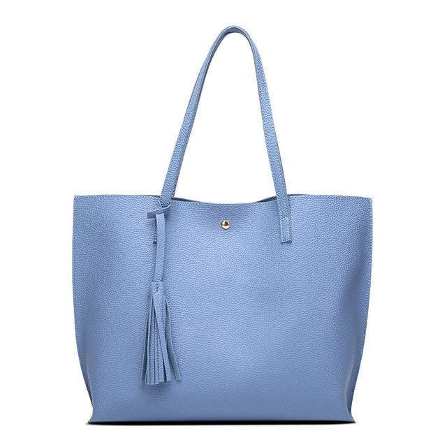 Classy Women Simple Blue Tote Bag | Handbag - Classy Women Collection